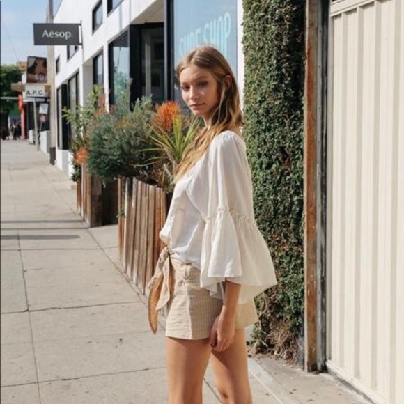 Grade & Gather Chloe Striped Wrap Skirt in Sand - Picture 6 of 6